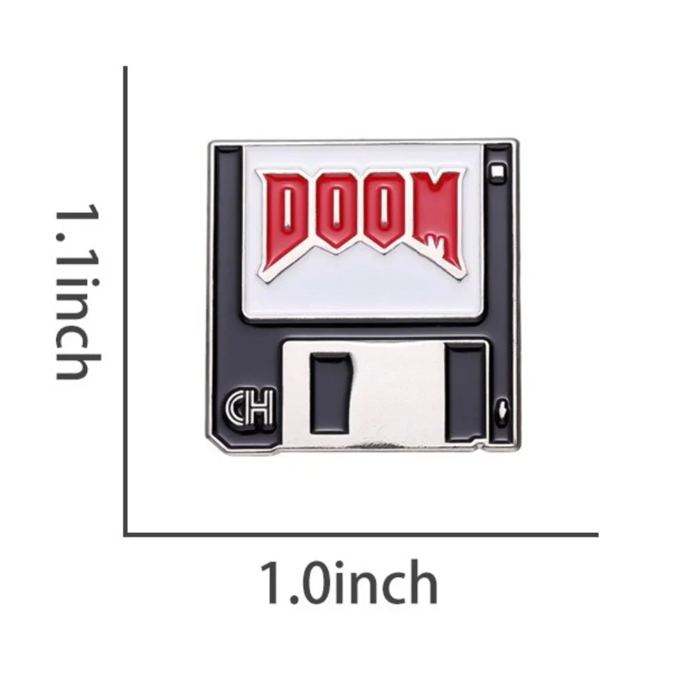 RETRO GAMING VINTAGE DOOM FLOPPY DISC OIL DRIPPED ENAMEL PIN  NWT - Picture 3 of 13